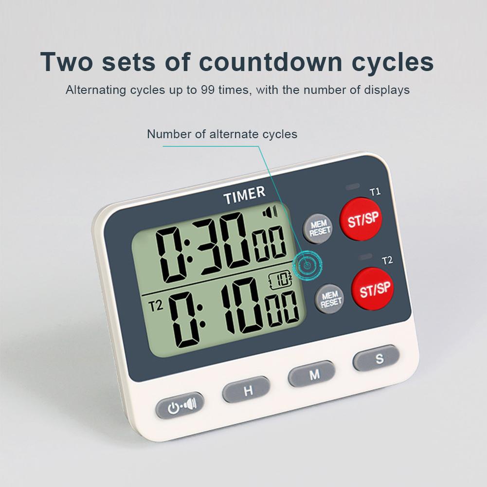 Doppelter Digitaler Timer Multifunktionaler Aufwärts-/Abwärtszähler mit Speicherfunktion Kochtimer Tragbar für Training Sport