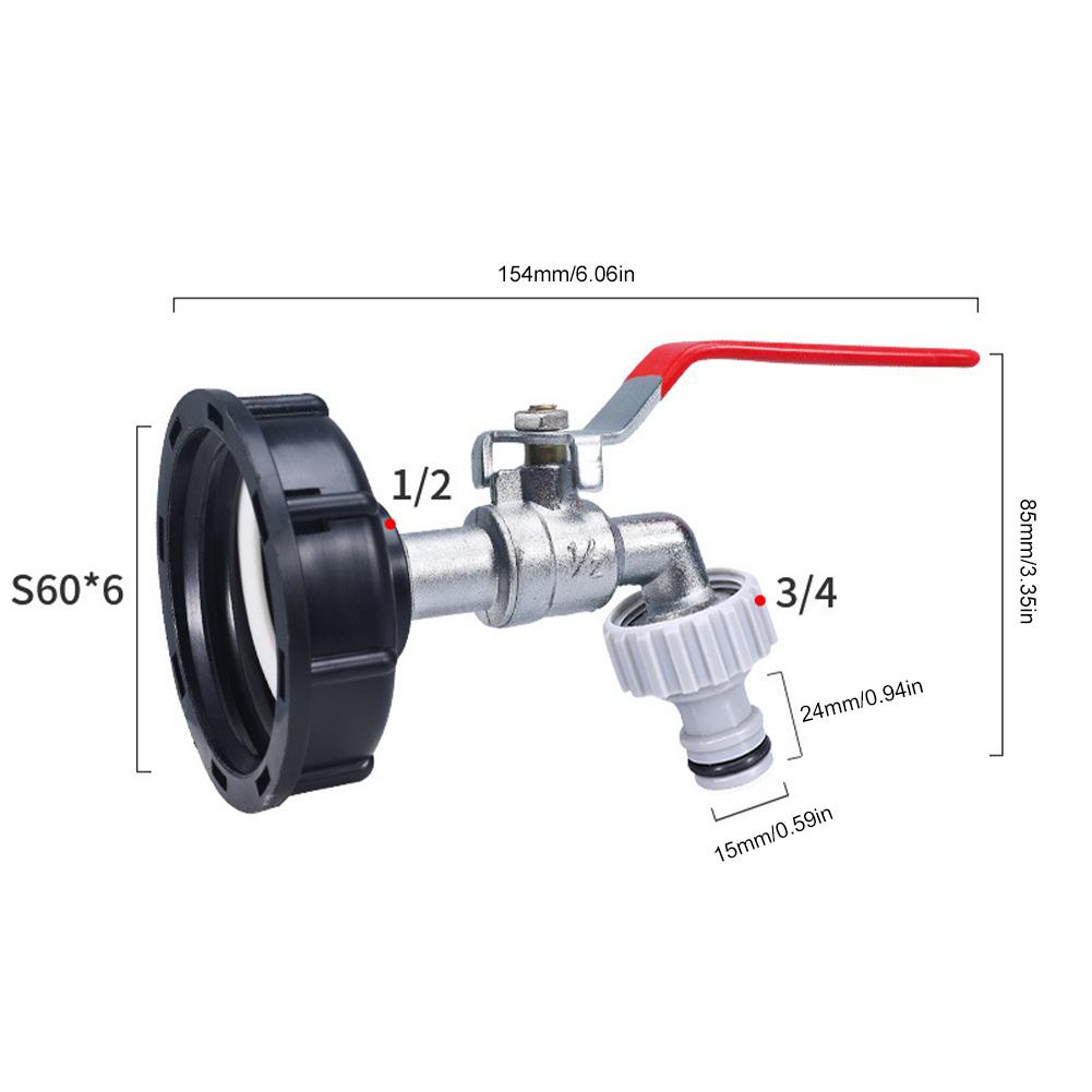 UYANGG IBC konteinerio čiaupo adapteris S60X6 stambus sriegis sodo greito sujungimo čiaupas lydinio konteinerio čiaupas 1000 litrų IBC konteinerio priedų vožtuvas