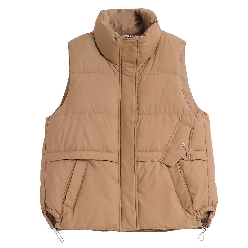 Irregular Pocket Down Cotton Vest Women's Fashion Loose and Thin Vest Vest Cotton Coat Warm Jacket Tide