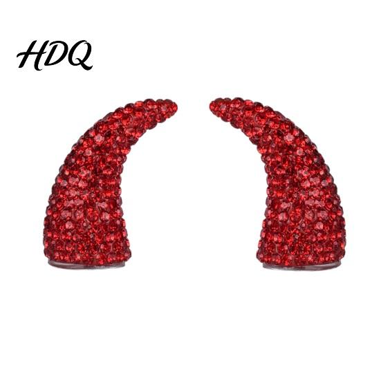 Sparkling Rhinestone Horns for Cosplay 1 Pair Devil Horns Car Dashboard Decor Faux Crystal Demon Hair Themed Gathering Accessories Women Clip