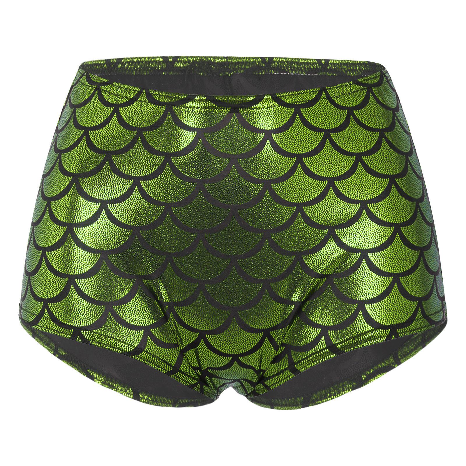 

Жіночі шорти-буті з лускою русалки, блискучі, клубний одяг для танцю на пілоні, купальник, низ для косплей-вечірки One Size флуоресцентний жовтий колір