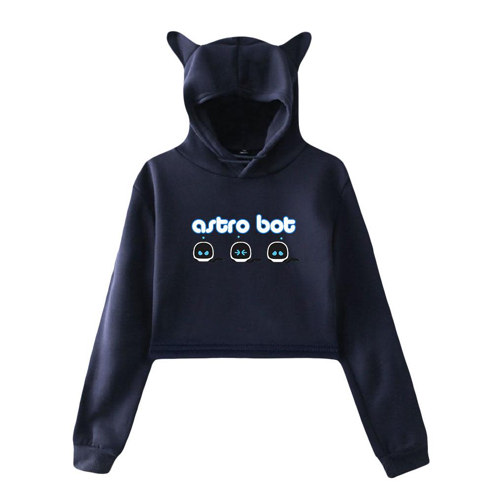 New Astro Bot Pullover Girls Casual Cat Cropped Hoodies Female Long Sleeve Sweatshirts Crop Top Women's Hoodie Sexy Tops
