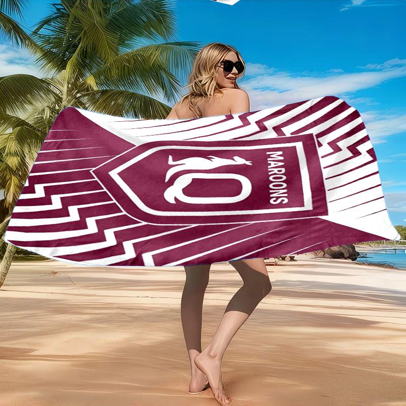 Australien Maroons Rugby Team Emblem Strandtuch, Schnelltrocknend, Pflegeleicht, Geeignet für Fitness und Strandurlaub, Sport-Essential