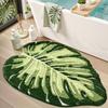 Tropical Green Leaf Bathroom Floor Mat Soft Plush Anti Slip Mat Bathroom Shower Bathtub Front Home Decoration