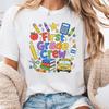 Comfort Colors® First Grade Crew T-Shirt | School Bus, Books & Classroom Supplies Design, Back To School Tee