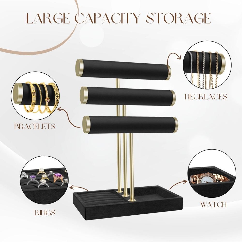 Wooden Bracelet Organizer Stand 3 Tier Necklace Storage Rack Upgraded Jewelry Display Stand  Unisex