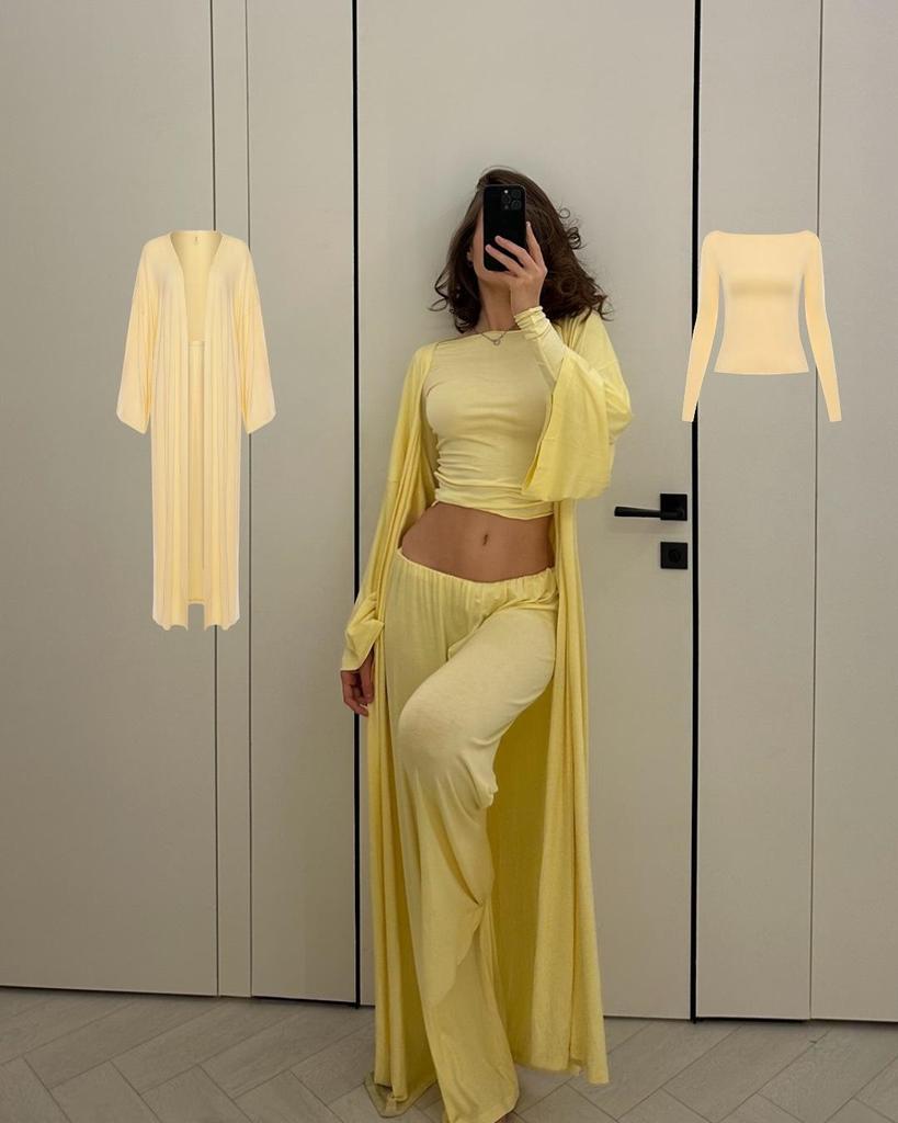 European & American Women's 2025 Summer Casual Long Cardigan & High-waisted Trousers Set.
