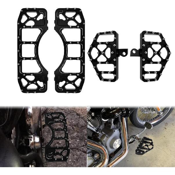 HDBUBALUS CNC Wide Footpegs Floorboards Offroad Foot Pegs Fit for Harley Dyna Fatboy Street Bob Wide Glide Sportster Bobber Chopper Black 1 Pair