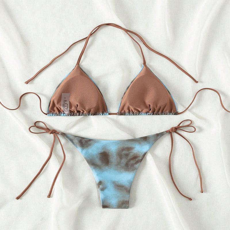 2025 Tie Dye Šněrovací Bikini Set Plážové Plavky Dámské Plavky Biquinis Tankini Femme Plavky