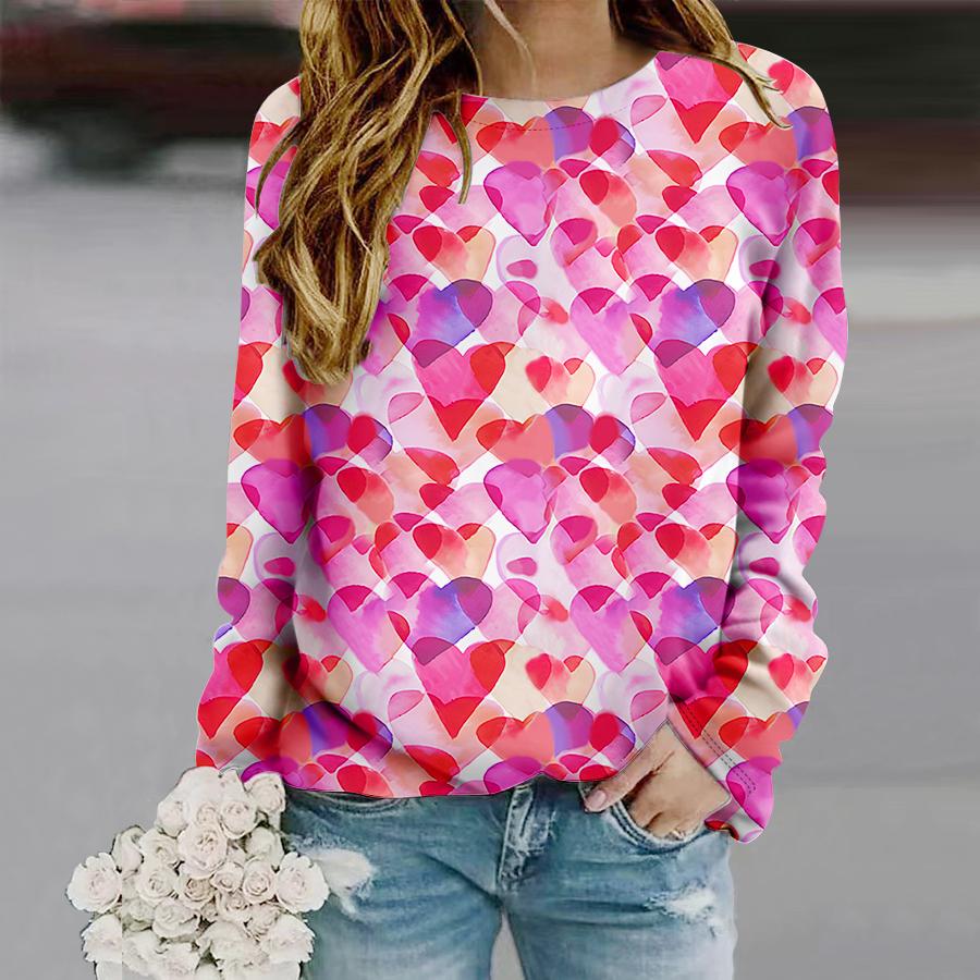 

Топы для женщин с принтом Cat Love Santa Claus, круглым вырезом и длинными рукавами, осенний повседневный тонкий пуловер, женский топ с длинными рукавами 8XL ярко-розовый