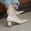 Shoes for Women 2024 Pearl Ladies Summer Footwear Bride Mary Jane with Heel Japanese Style Lolita Pointed Toe Gothic Lastest 39