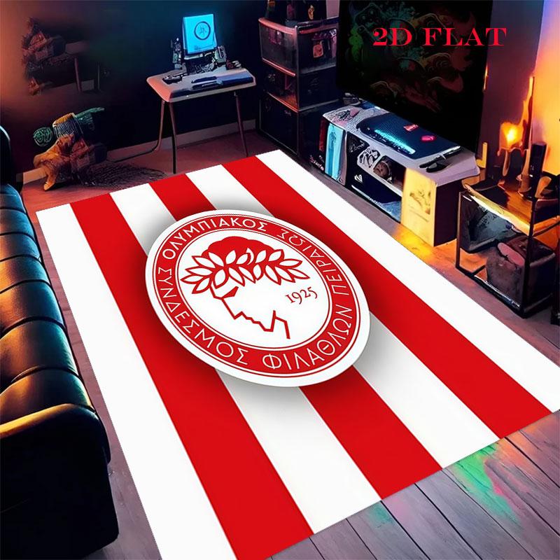 Tappeto Tappeto con Logo Olympiacos per Soggiorno Camera da Letto Casa Decorazione Divano, Tappetino Antiscivolo per Giochi Bambini