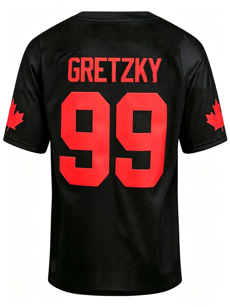 Men's Ice Hockey Jersey 99 Black V-Neck Short Sleeved Sports Shirt Ice Hockey Jersey