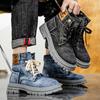 Retro Denim Canvas Boots for Men Trendy High Top Boots Outdoor Street Men's Ankle Boots Platform Working Shoes Botas Masculino