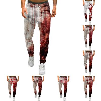 Pantaloni de bărbați cu imprimeu de Halloween Pantaloni sport casual pentru bărbați cu șnur