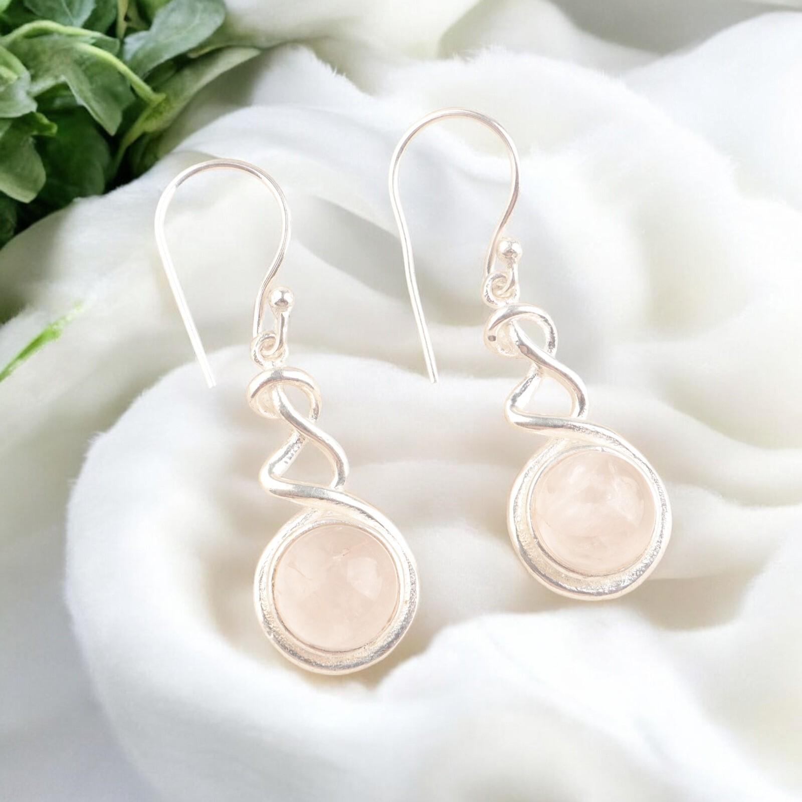 

Серьги из цельного серебра 925 пробы с круглым розовым кварцем, подарок для подружки невесты CE-14-26