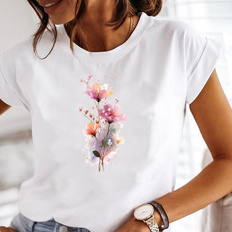 (Asian Size) sweet butterfly 90s Women Tee Clothing Casual T Shirt Fashion Lady Female Top Printed Graphic Short Sleeve T-shirts