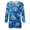 3/4 Sleeve Shirts For Women Print Christmas Tees Blouses Casual Plus Size Basic Tops Pullover