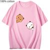 Bubu Dudu Shirt Couple Tops Cartoon Panda Bear Women Men Summer T-Shirts Kawaii Cotton Tshirt Korean Tees Harajuku