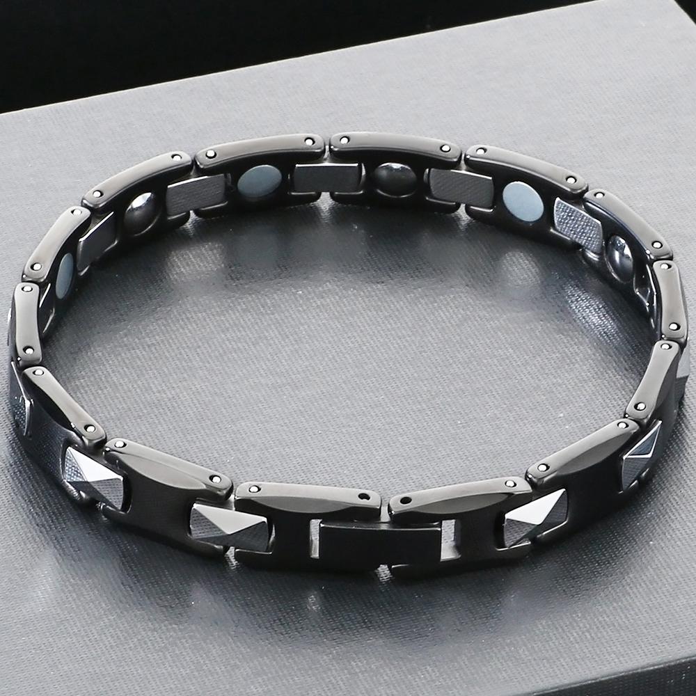 Herren Magnettherapie Germanium Armbänder für Herren Vakuumbeschichteter Wolframstahl Hypoallergener Gesundheitsschmuck Mode Geschenke für Ihn