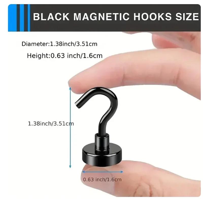 6 Stück Schwarzer Magnethaken 15 lbs (Ca. 7 kg) Innenaufhängungen, Küchen, Arbeitsplätze, Büros und Garagen