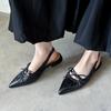 French Pointed Head Low Heel Back Strap Sandals Women's Summer Versatile Women's Bag Head Slippers Commuter Bag Head Shallow Mouth Temperament