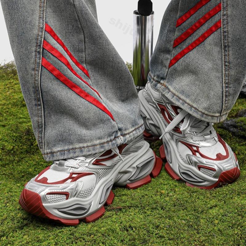 Fashion 2025 Autumn New Niche Mesh Breathable Thick Sole Sports Shoes for Men Fashion Trend Low Top Comfortable Non Slip Chunky sneakers