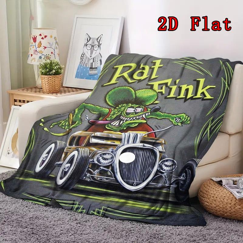 Rat Fink 2D Flat Pattern Flannel Blanket High quality All Seasons Warmth and Comfort Perfect for Christmas Gifts.
