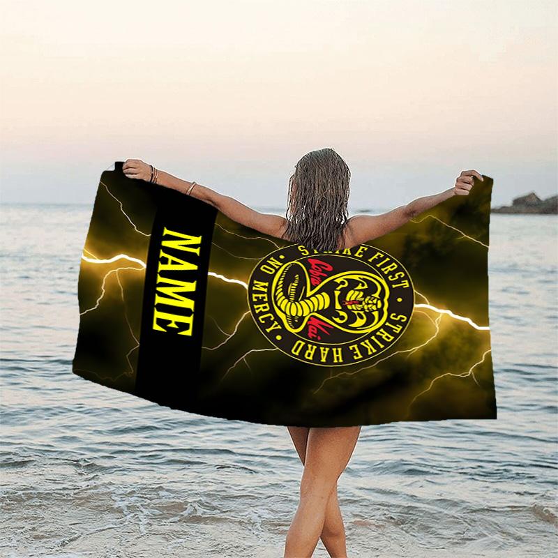 1pc Football18 Beach Towel with Custom Name, Beach/Swimming/Bath/Picnic/Camping Towel, Suitable for Seaside Beaches