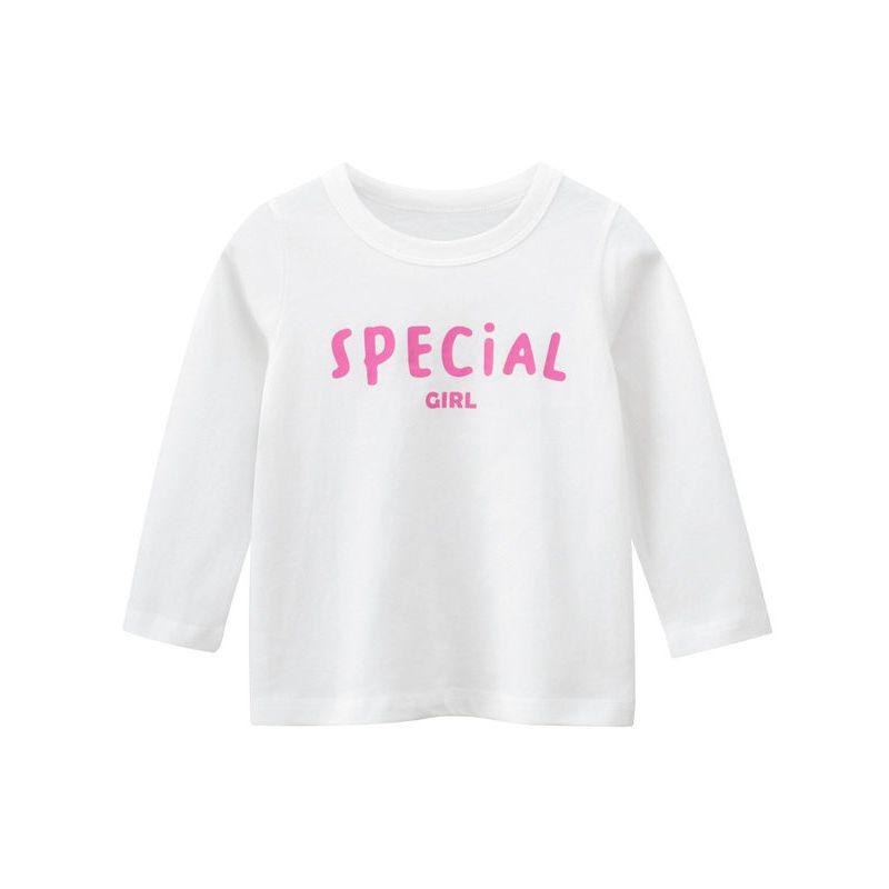 27Home Korean Style Kidsren's Bottoming Shirt 2026 Spring New Style Girls Baby Round Neck Lettered Pure Cotton Long-Sleeved T-Shirt