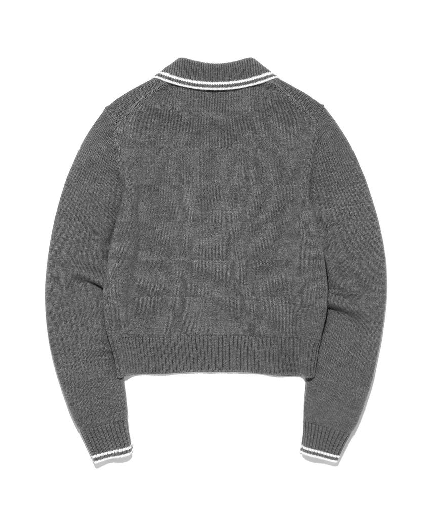 LEE Women Color Block Collar Knit Charcoal