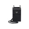 Srebrna Klamra Portfel ze Skóry Saffiano z Teksturą Torba na Aparat Torba na Ramię Crossbody Torba na Telefon Torby Unisex Czarny 2ZH068-053-F0002