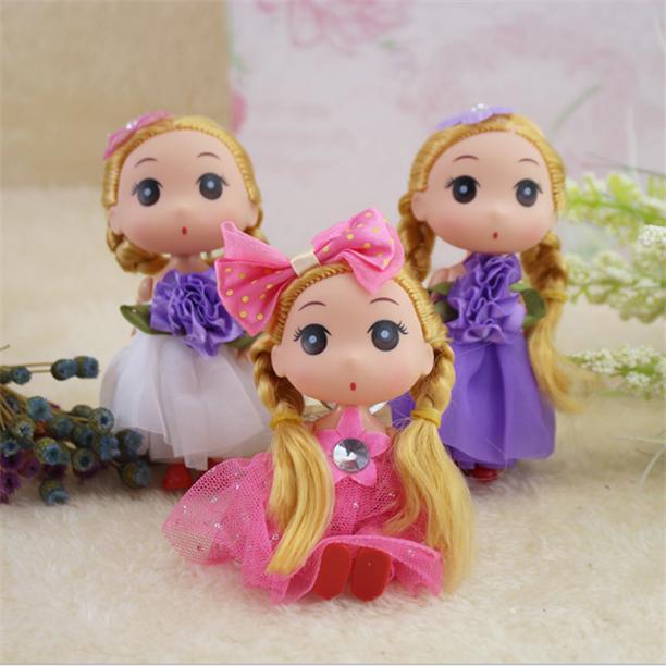4pcs 12cm Doll Girl Key Buckle Pendant Toy Bouquet Packaging Material