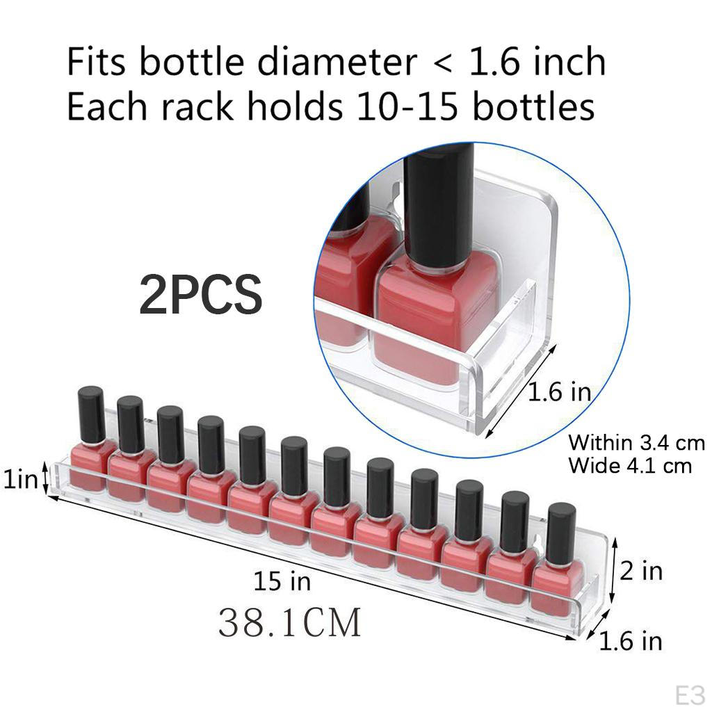 Acrylic Nail Polish Organizer Wall Mounted Clear Holder Storage Display Rack,