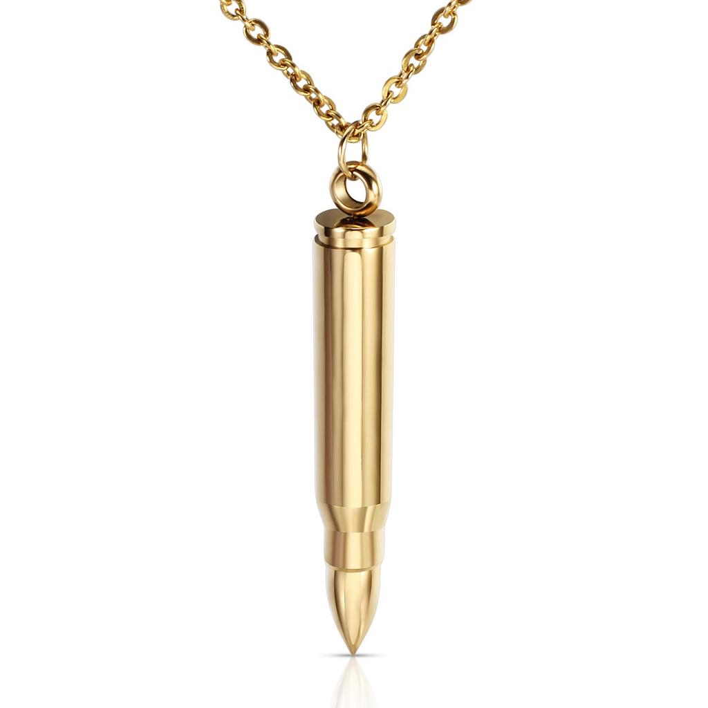 Bullet-Shaped Twist-Open Stainless Steel Pendant Necklace with Custom Engraving for Veteran Memorial