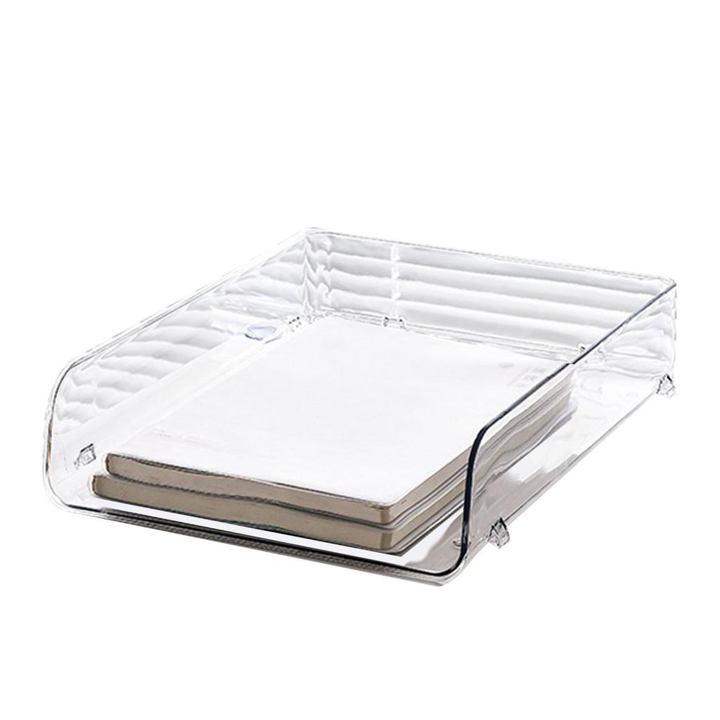 A4 Paper Storage Box Stackable Plastic Large Opening Single Layer Desktop File Organizer for Office Transparent