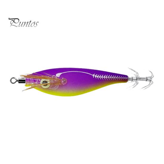 Squid Bait Luminous Fishing Lure with Steel Balls Wood Shrimp Cuttlefish Hard Bait for Sea Freshwater Fishing