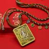Tibetan Zodiac Eight Protectors Thangka Gold-Inlaid Square Pendant Necklace