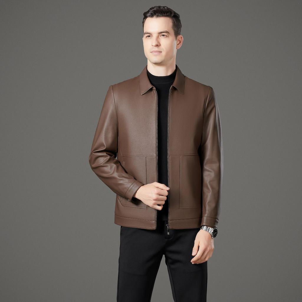 Classic Genuine Leather Jacket Men's Autumn New Sheepskin Jacket Business Casual Fashion Warm Jacket