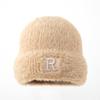Korean New Winter Hat for Women's Big Head Wing Letter Wool Hat Imitation Mink Hair Autumn and Winter Warm Knit Hat Trend