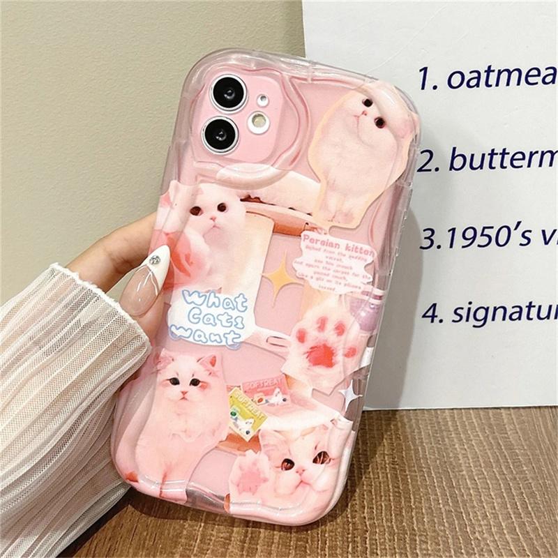 Case For iPhone 17Air 16E 17 16 Pro Max 15 Plus 11 PRO Max Cute Sweet Animals Dog Cat Wave Side Cartoon Soft Silicone Cover