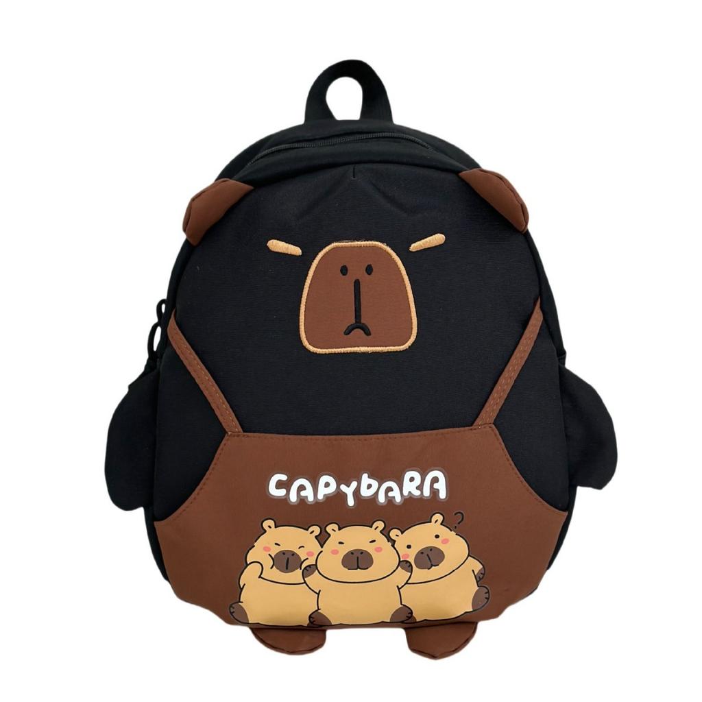 School Bag Kapibara Personality Funny School Bag Splicing Contrasting Color Cartoon Cute Girl Backpack Travel Shoulder Bag