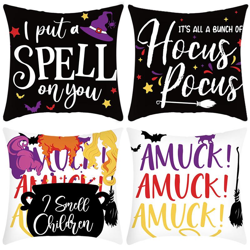 New Cross-cuddle Pillow Cover Halloween English Letters Thanksgiving Printed Cushion Home Sofa Cushion Cover