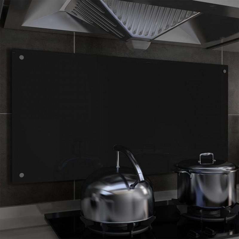 Day and Night - Day and Night Kitchen Splash Protection Black Tempered Glass 100x50 Cm
