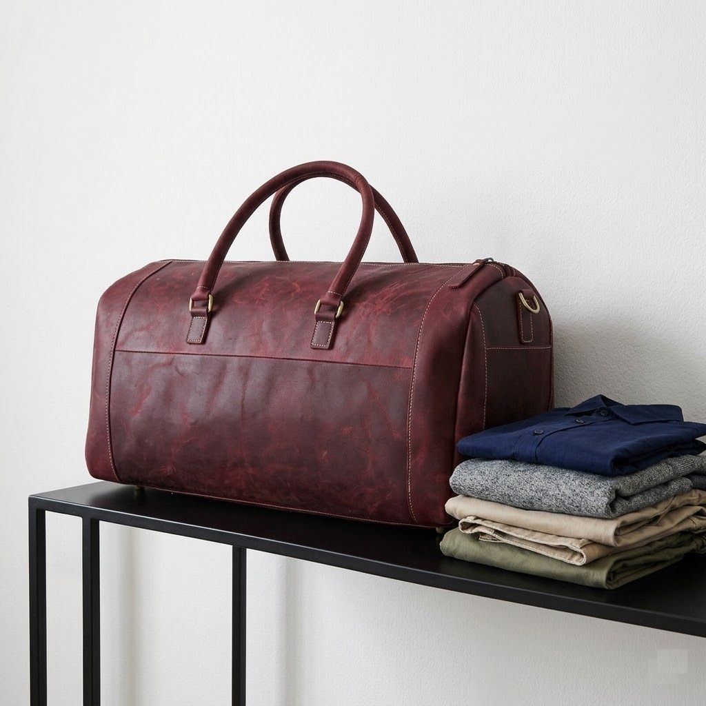 Genuine Leather Travel Duffel Bag Weekend Luggage Buffalo Leather Duffle Bag