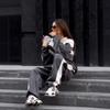 1116 Fashion Casual Women's Clothing European and American Long-sleeved Contrasting Sports Cardigan Trousers Set Street Style Suit