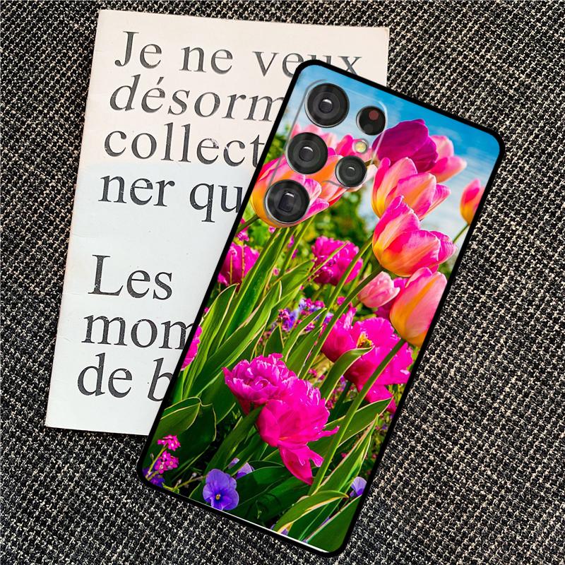 Spring Tulips Flower Case For Samsung Galaxy S25 Ultra S20 S21 S22 S23 S24 Ultra S9 S10 Plus S25 FE Back Cover