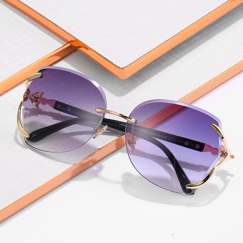 Fox Head Women'S Sunglasses Metal Frameless Trimmed Sunglasses Elegant Sunglasses