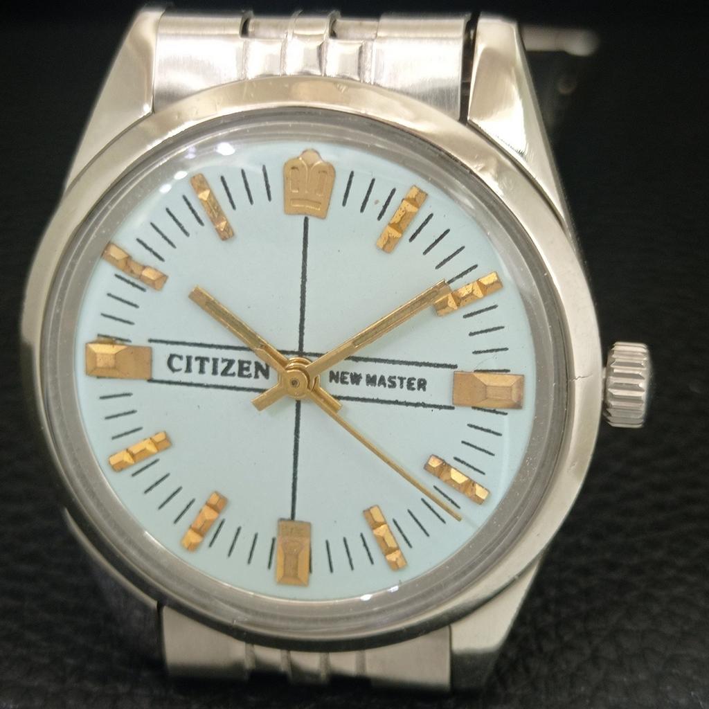 VINTAGE CITIZEN NEW MASTER HANDWINDING JAPAN MENS SEA GREEN DIAL WATCH a704426-1