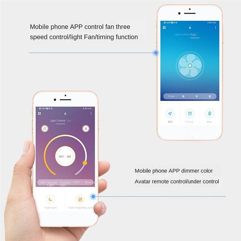 50cm Bedroom Decorative Ventilator Lamp Smart APP Control With Remote control Electric Fan Intelligent Ceiling Fan with Lamp